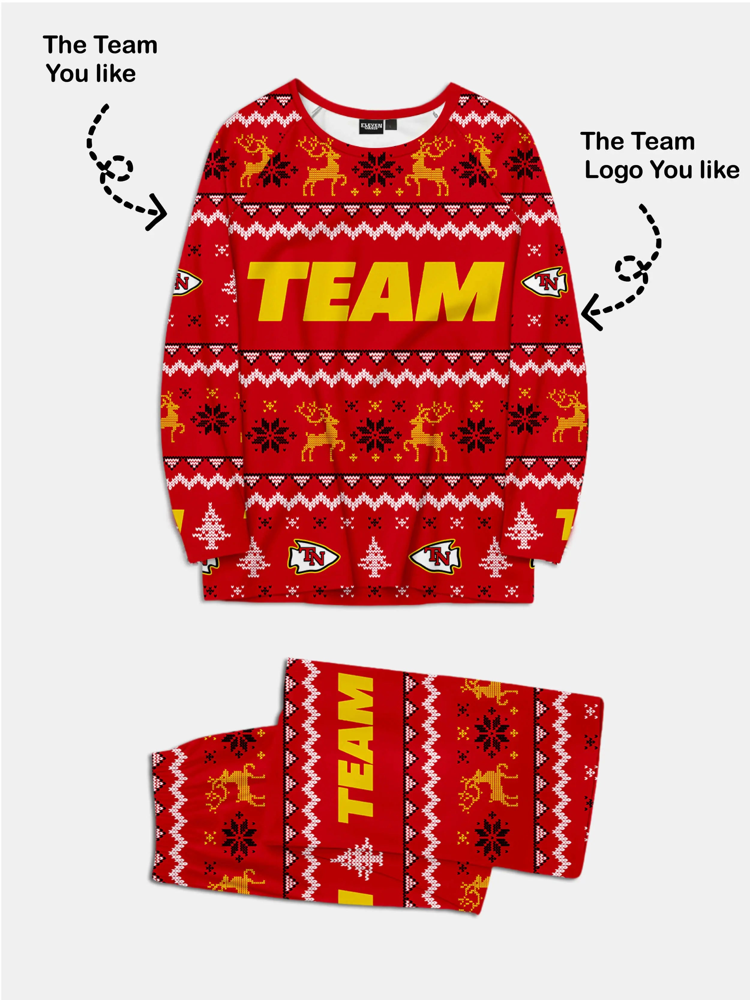 Custom American Football Team Pajama Set - Game Day Red Eleven Oasis