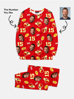 Custom Football Team & Face Pajama Set - Red & Gold Eleven Oasis