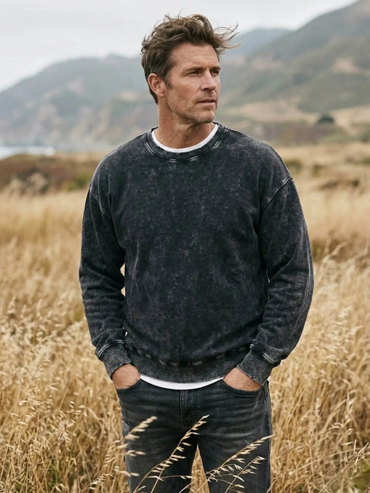 Men's Vintage Washed Cotton Sweatshirt Eleven Oasis