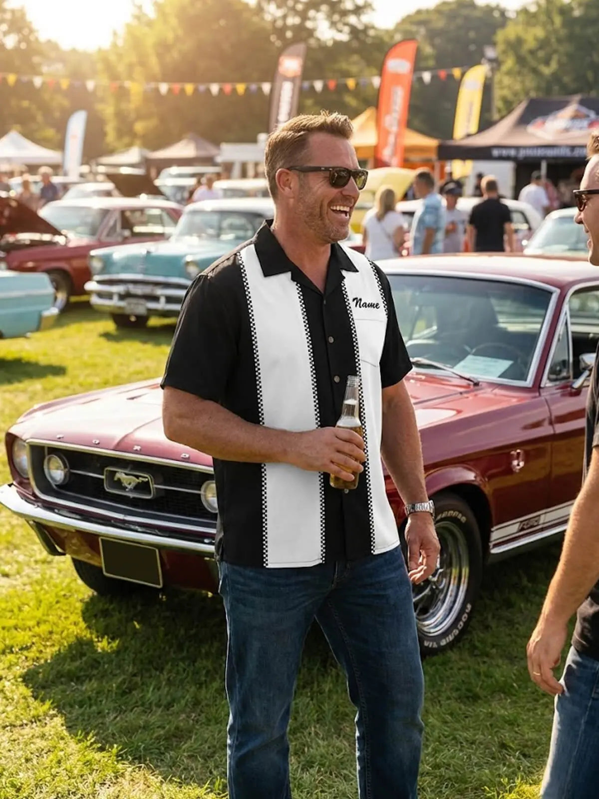 Tall Men's Customizable Striped Short Sleeve Shirt Eleven Oasis