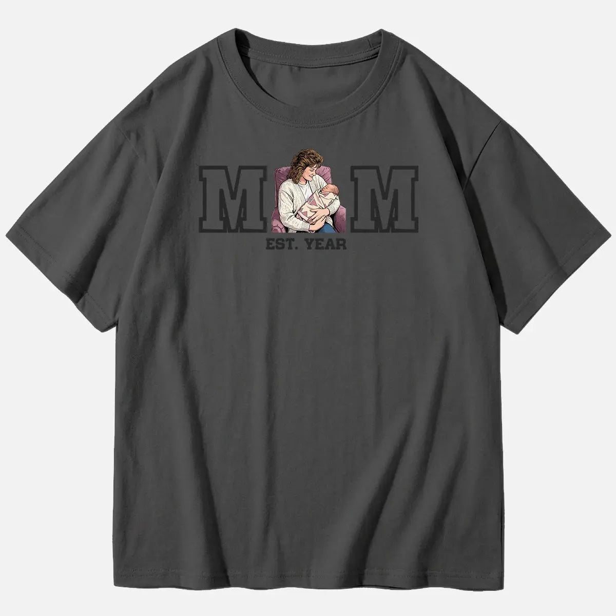 Custom Mom Illustration Cotton Short Sleeve T-Shirt Eleven Oasis