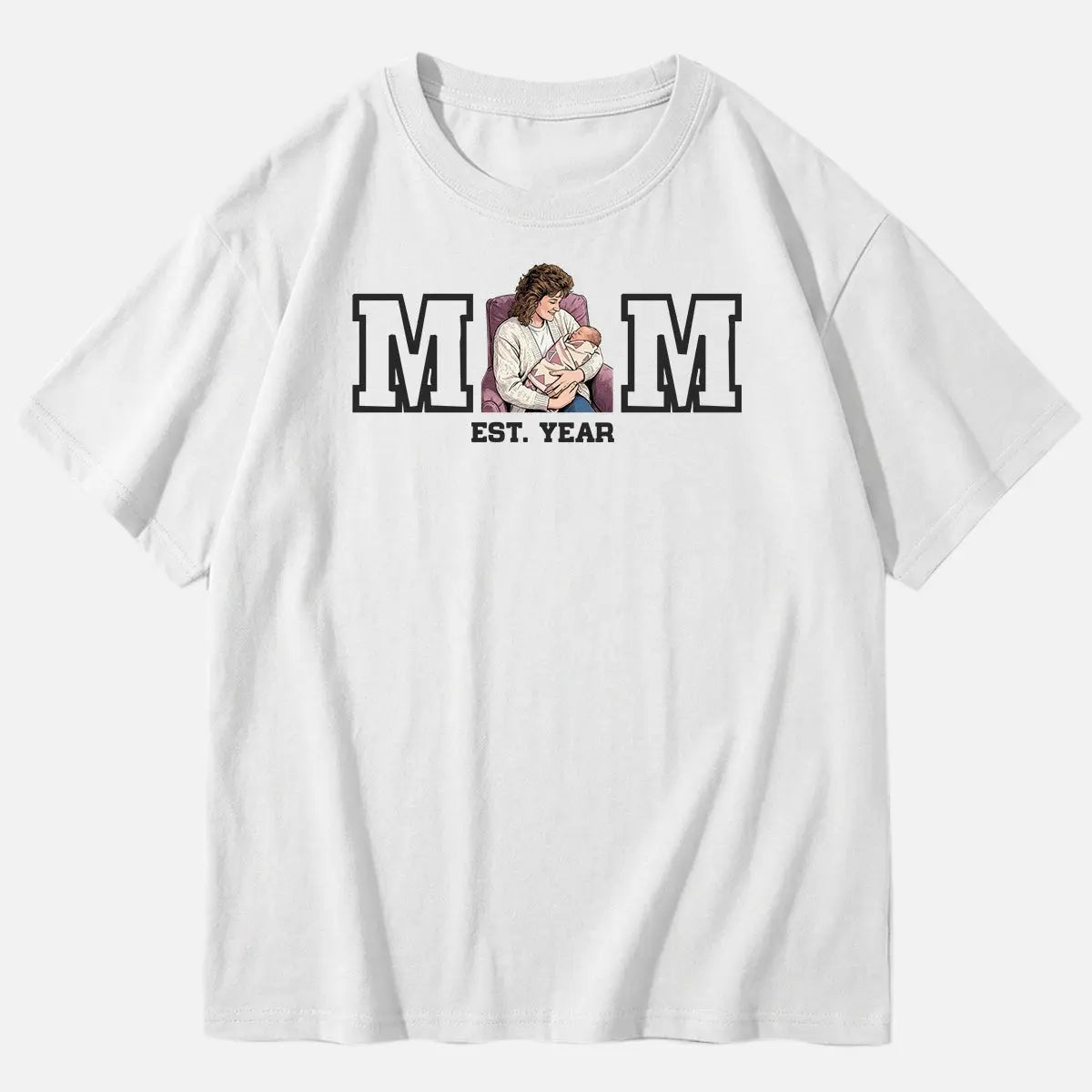 Custom Mom Illustration Cotton Short Sleeve T-Shirt Eleven Oasis