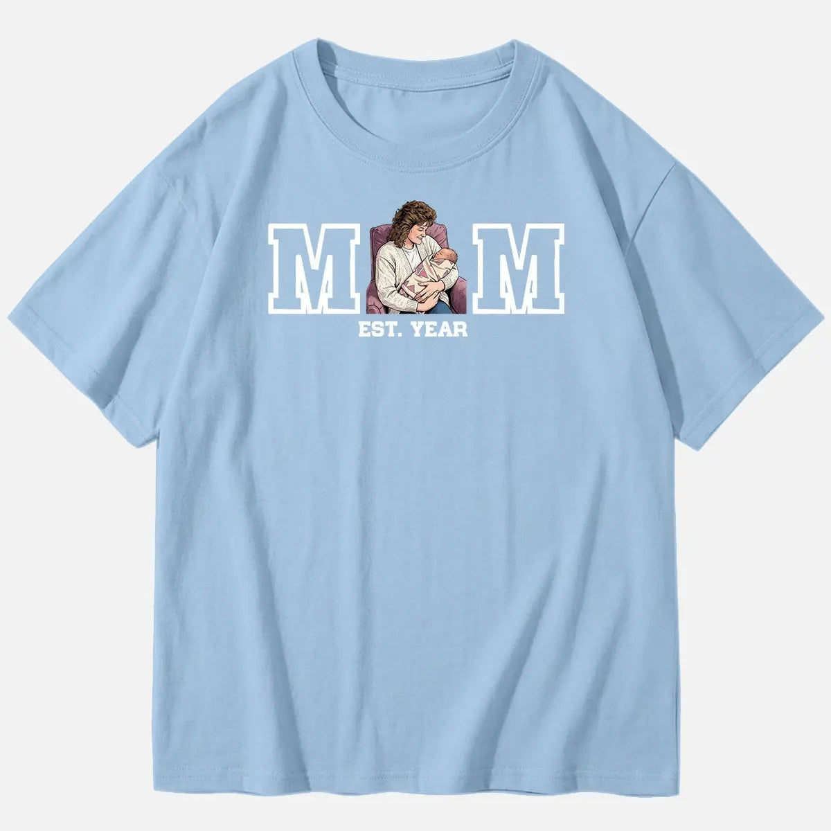 Custom Mom Illustration Cotton Short Sleeve T-Shirt Eleven Oasis
