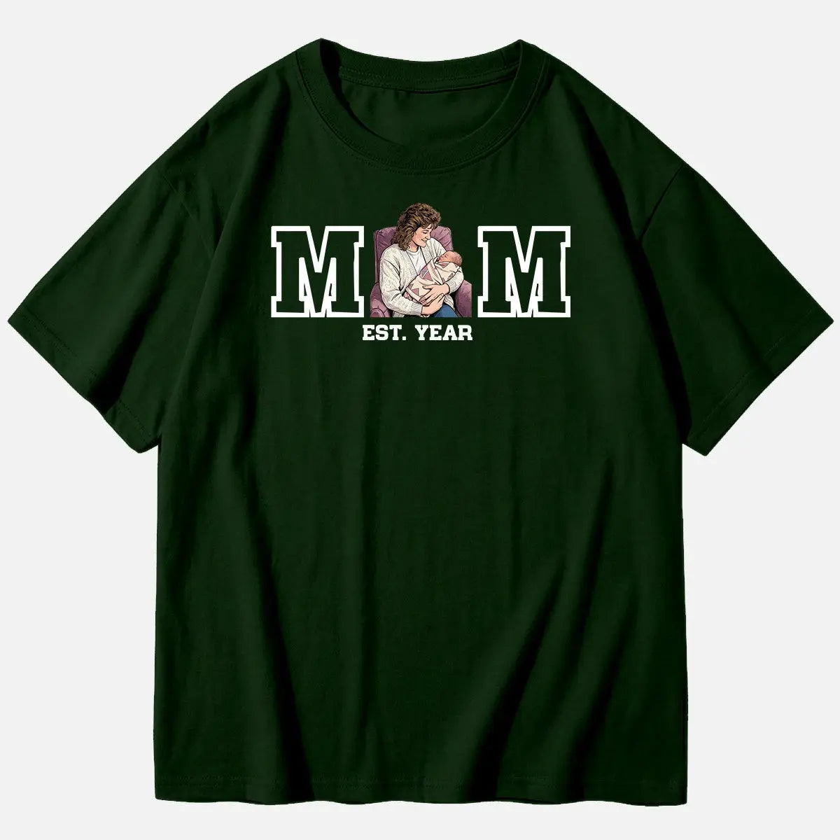 Custom Mom Illustration Cotton Short Sleeve T-Shirt Eleven Oasis