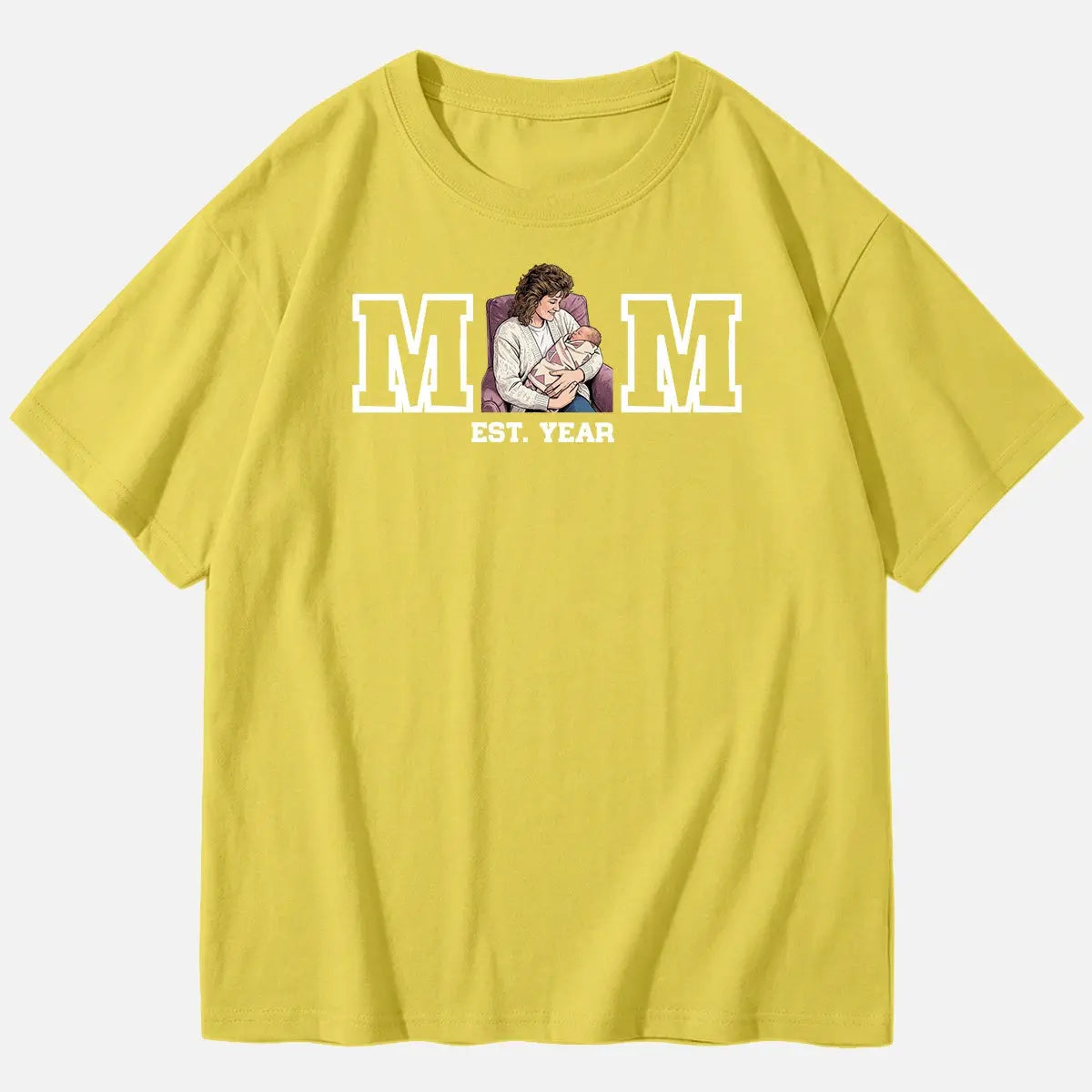 Custom Mom Illustration Cotton Short Sleeve T-Shirt Eleven Oasis