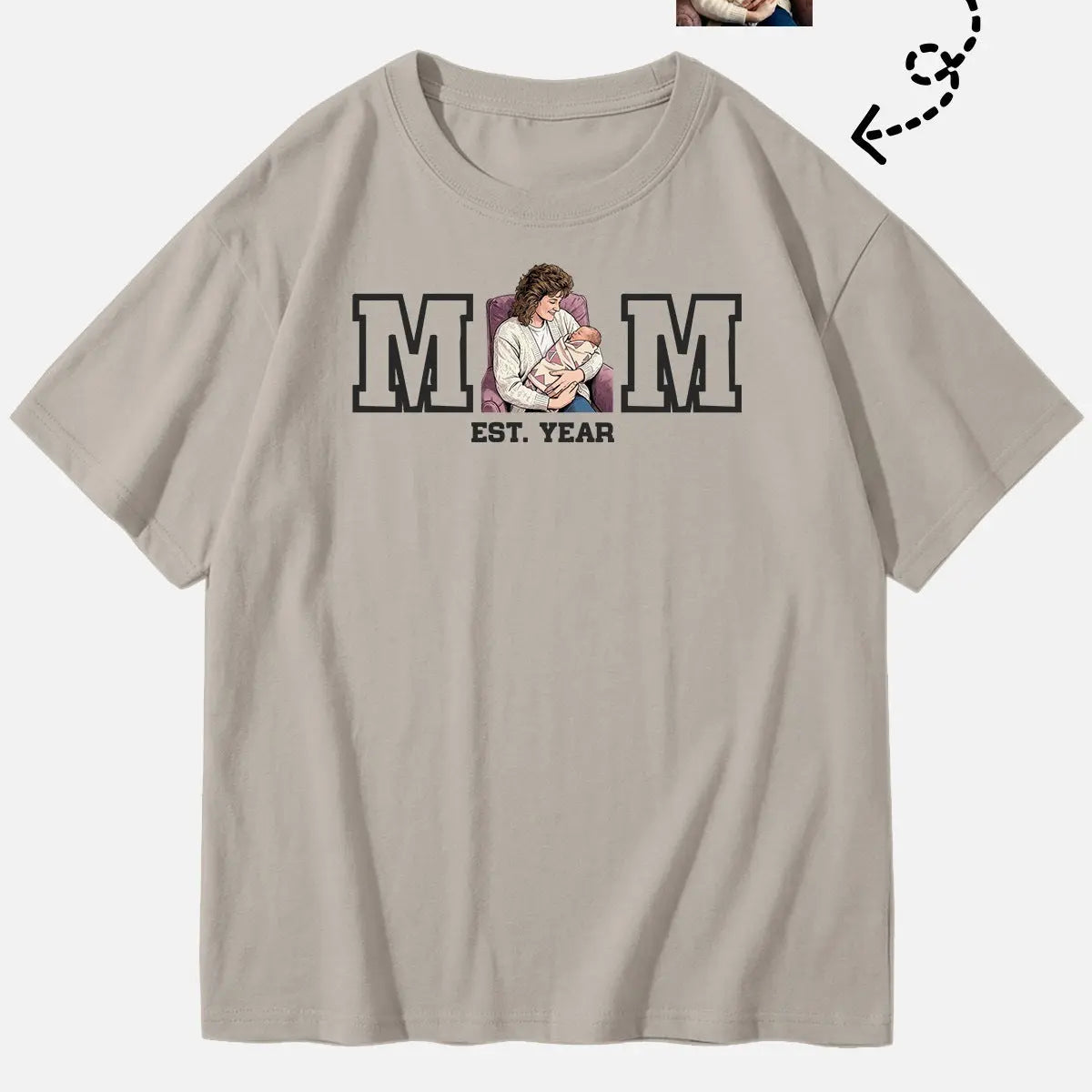 Custom Mom Illustration Cotton Short Sleeve T-Shirt Eleven Oasis