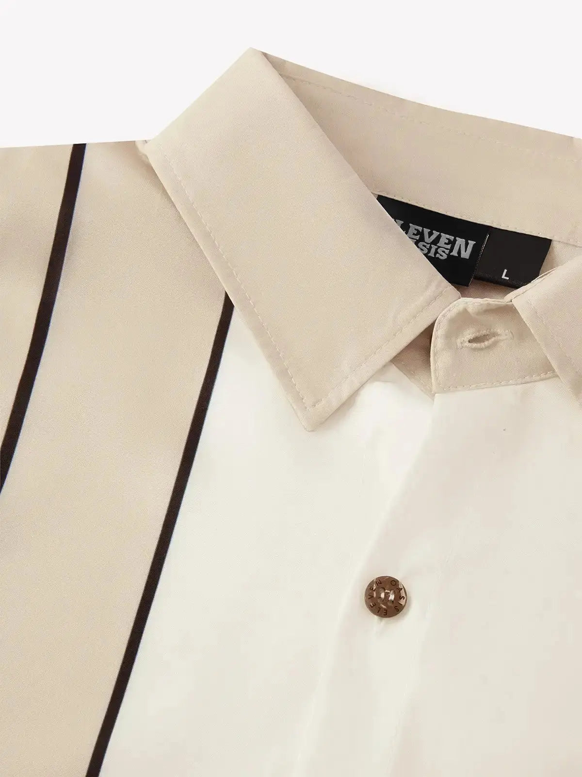 Men's Classic Striped Bowling Style Short Sleeve Shirt ElevenOasis