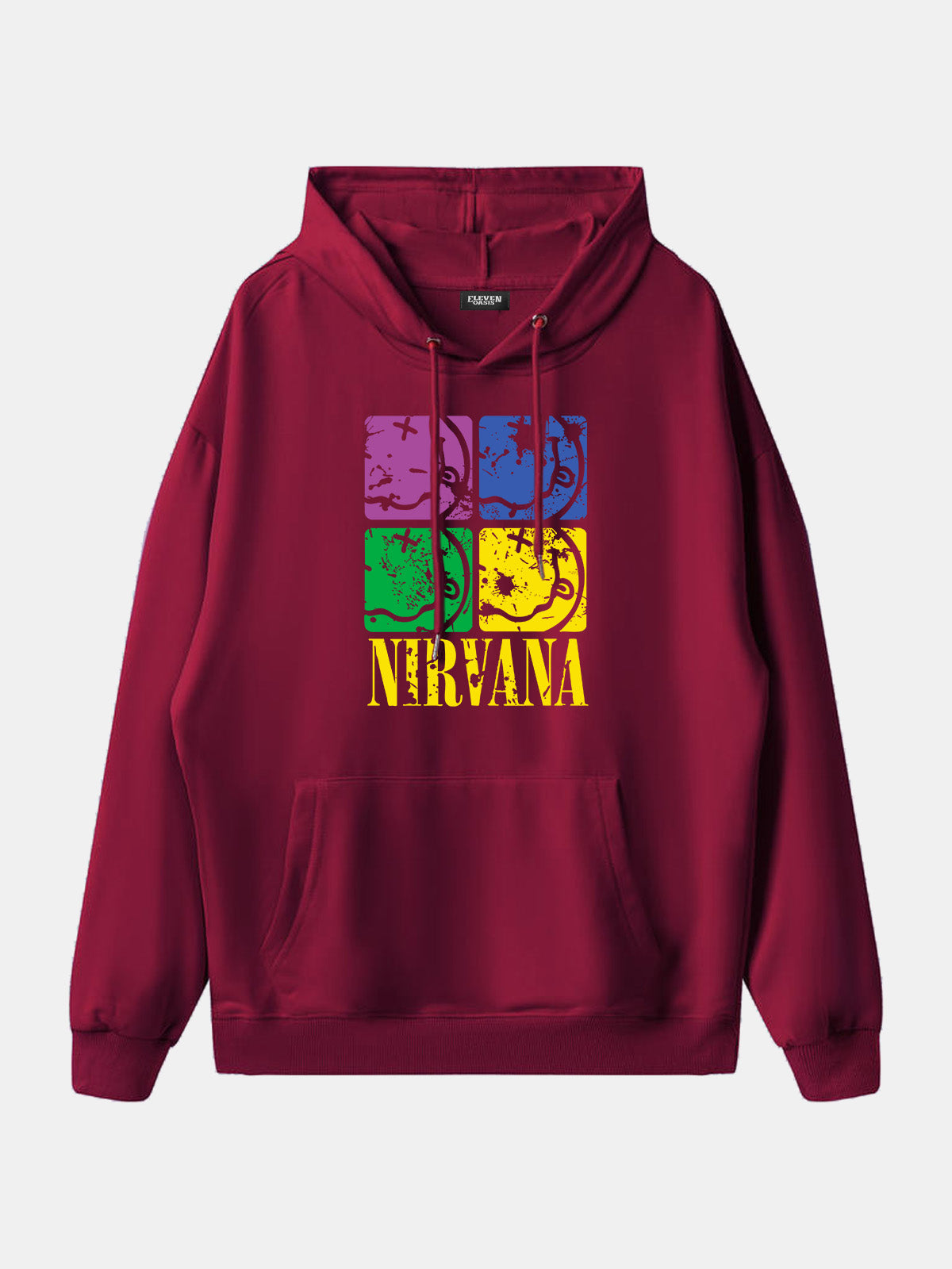 Nirvana Pop Art Smiley Logo Hoodie Eleven Oasis