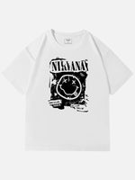 Nirvana Smiley Distressed Graphic Cotton T-Shirt Eleven Oasis