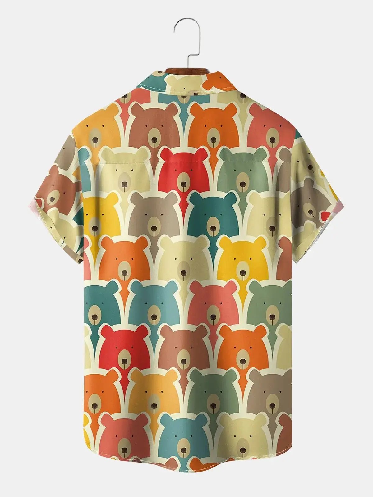 Men's Bear Face Collage Short Sleeve Shirt ElevenOasis