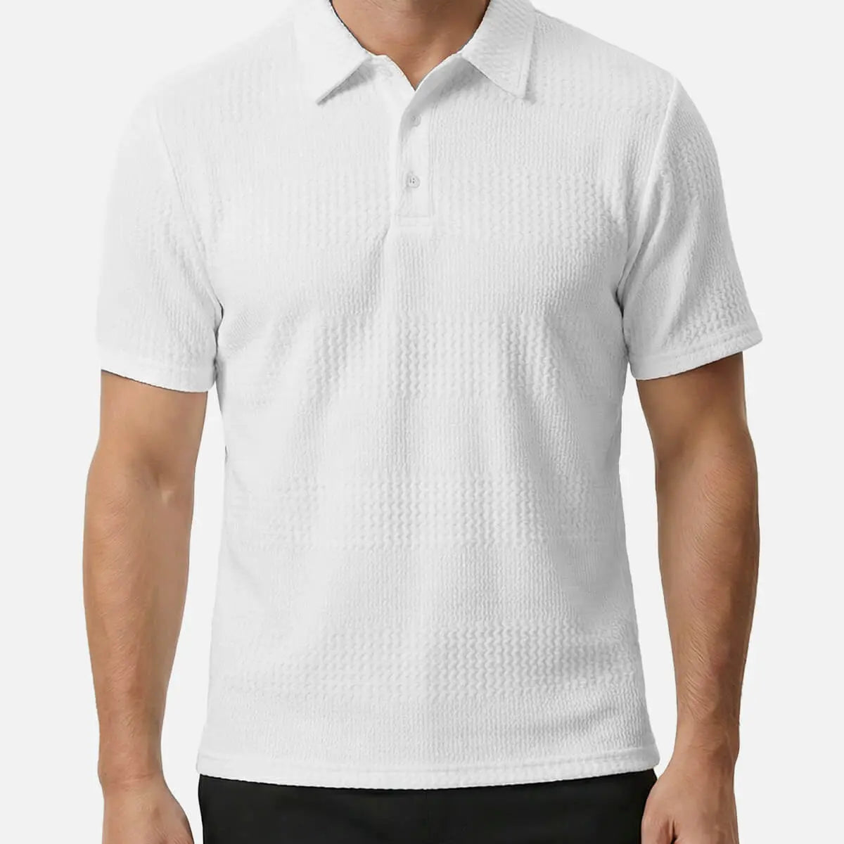 Men's Slim Fit Textured Polo Short Sleeve Shirt Eleven Oasis