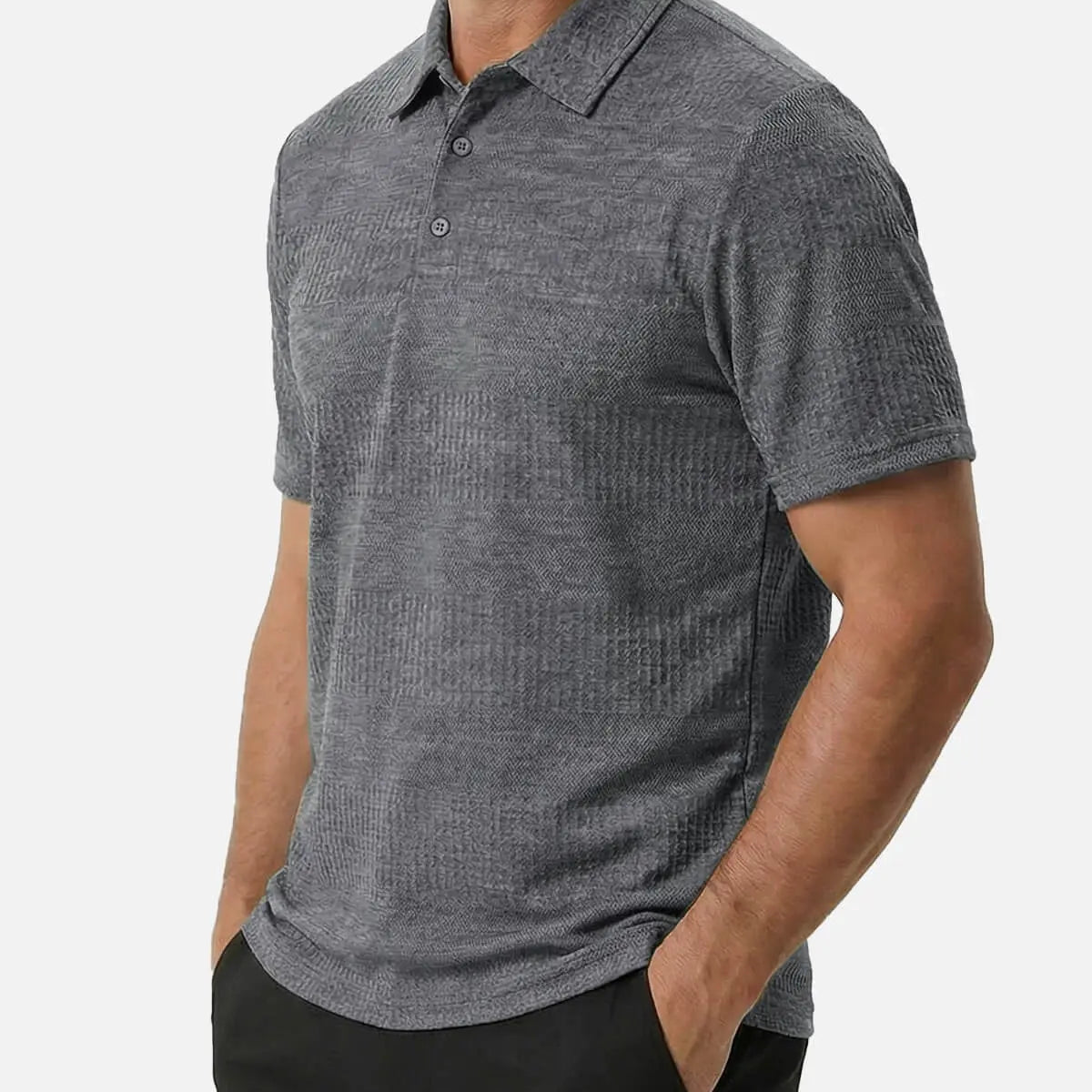 Men's Slim Fit Textured Polo Short Sleeve Shirt Eleven Oasis