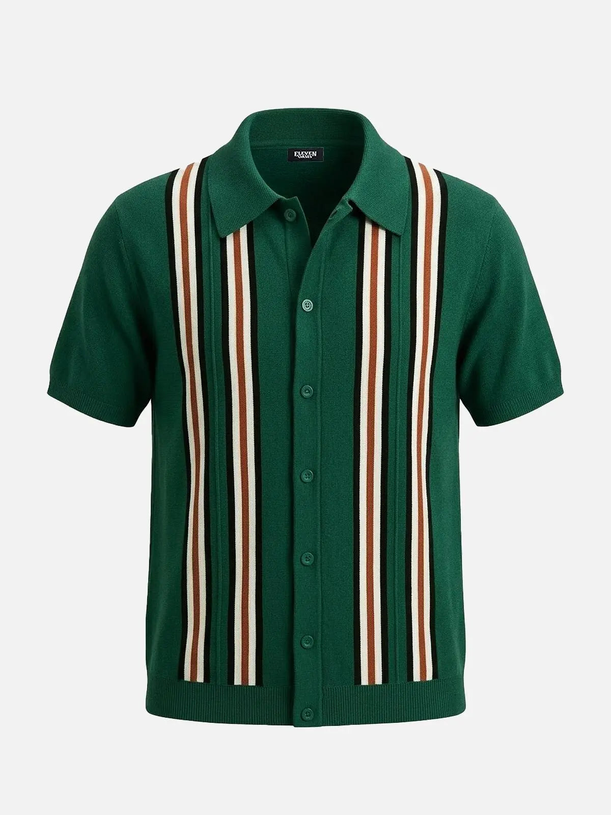 Men's Retro Multi-Stripe Short Sleeve Knit Shirt Eleven Oasis