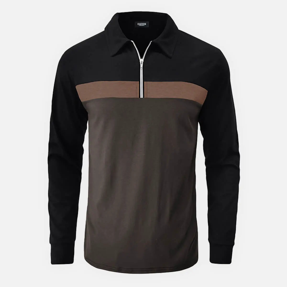 Men's Classic Long Sleeve Quarter-Zip Polo Shirt Eleven Oasis