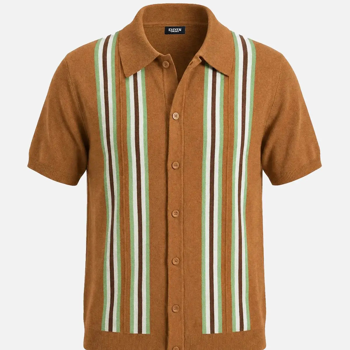 Men's Retro Multi-Stripe Short Sleeve Knit Shirt Eleven Oasis
