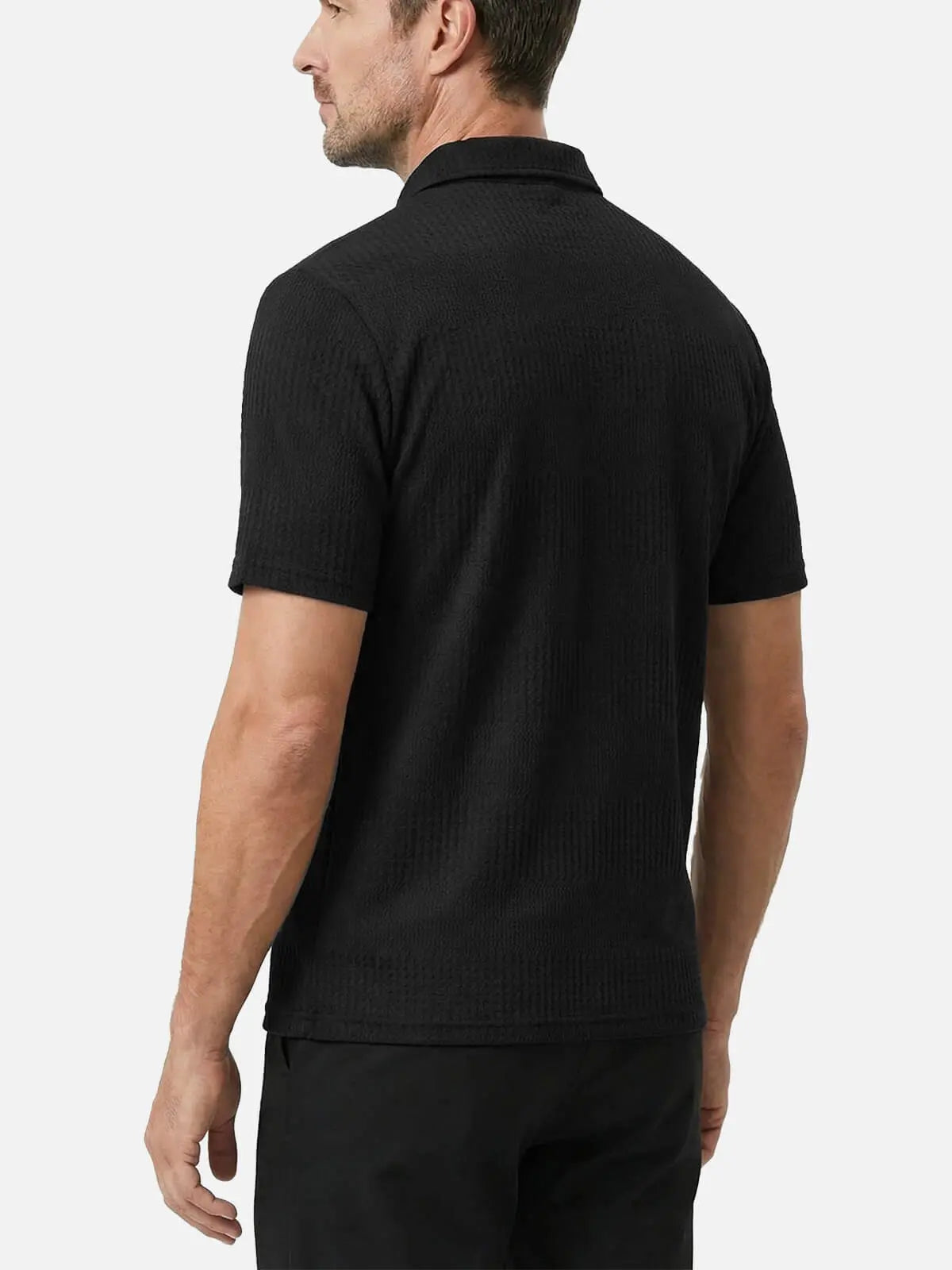 Men's Slim Fit Textured Polo Short Sleeve Shirt Eleven Oasis