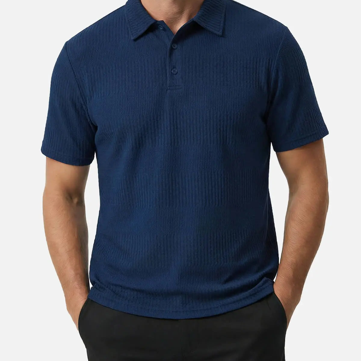 Men's Slim Fit Textured Polo Short Sleeve Shirt Eleven Oasis
