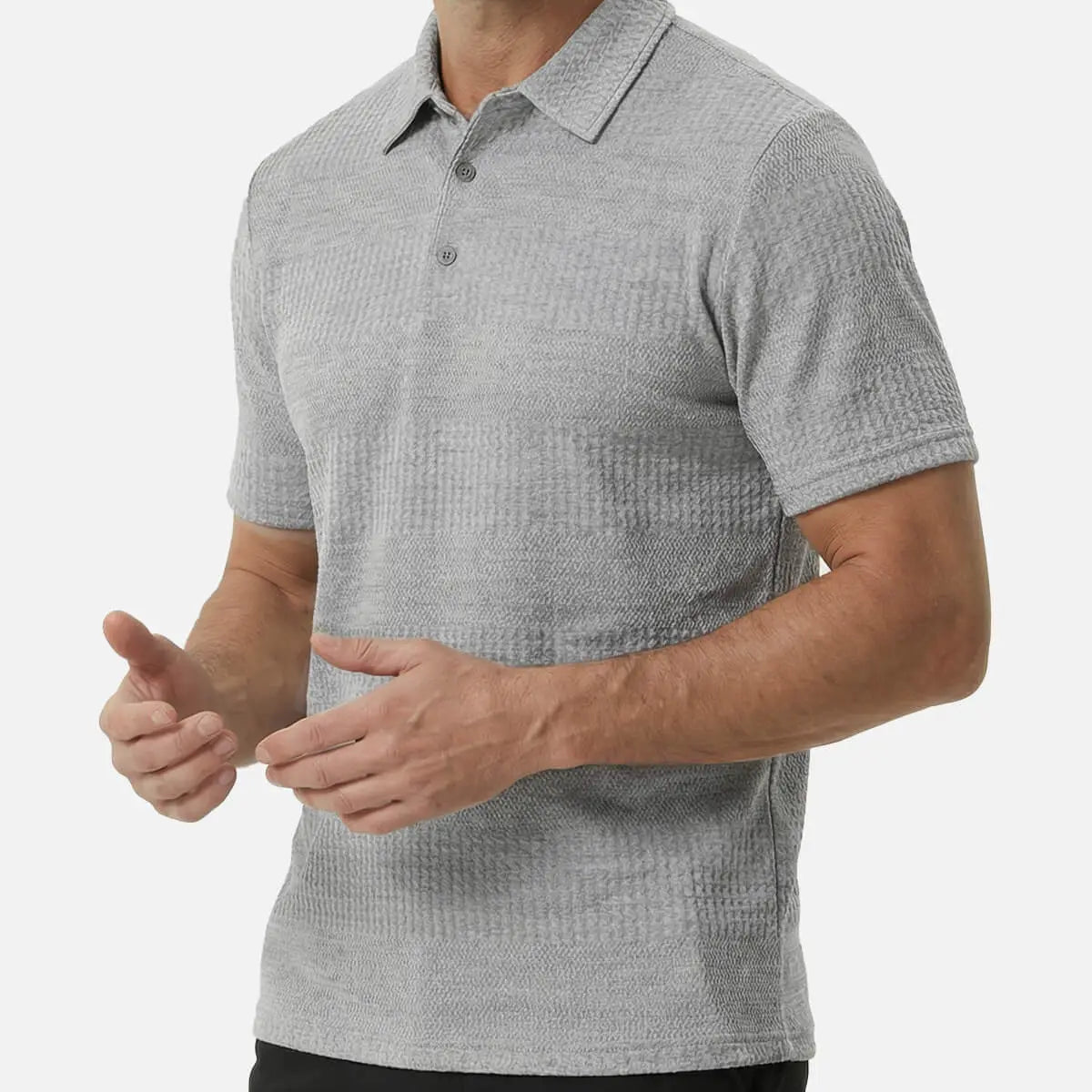 Men's Slim Fit Textured Polo Short Sleeve Shirt Eleven Oasis