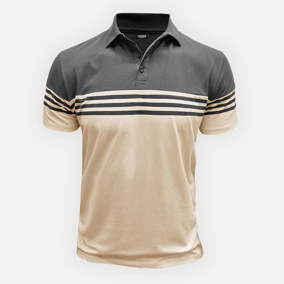 Men's Classic Stripe Short Sleeve Polo Shirt ElevenOasis