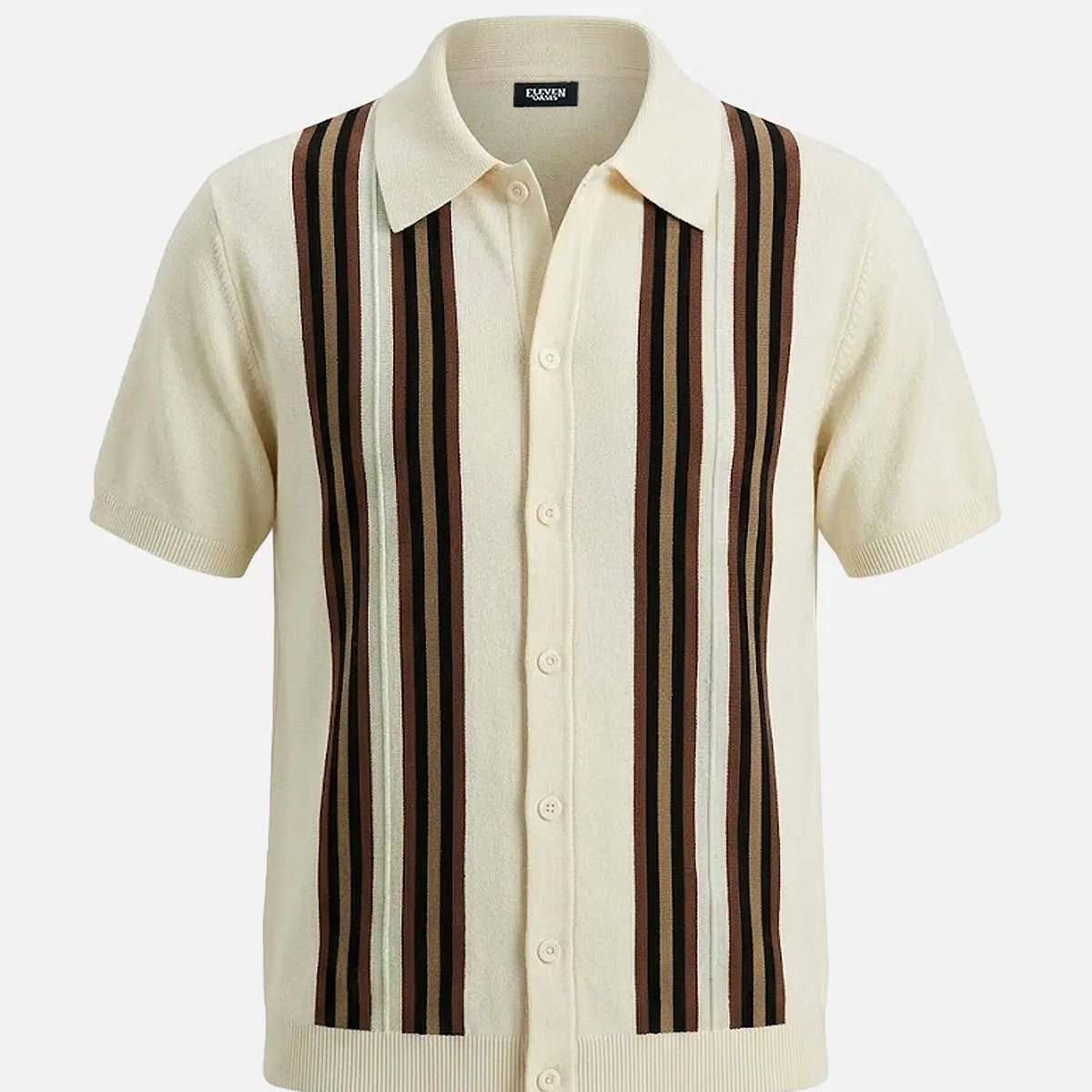 Men's Retro Multi-Stripe Short Sleeve Knit Shirt Eleven Oasis