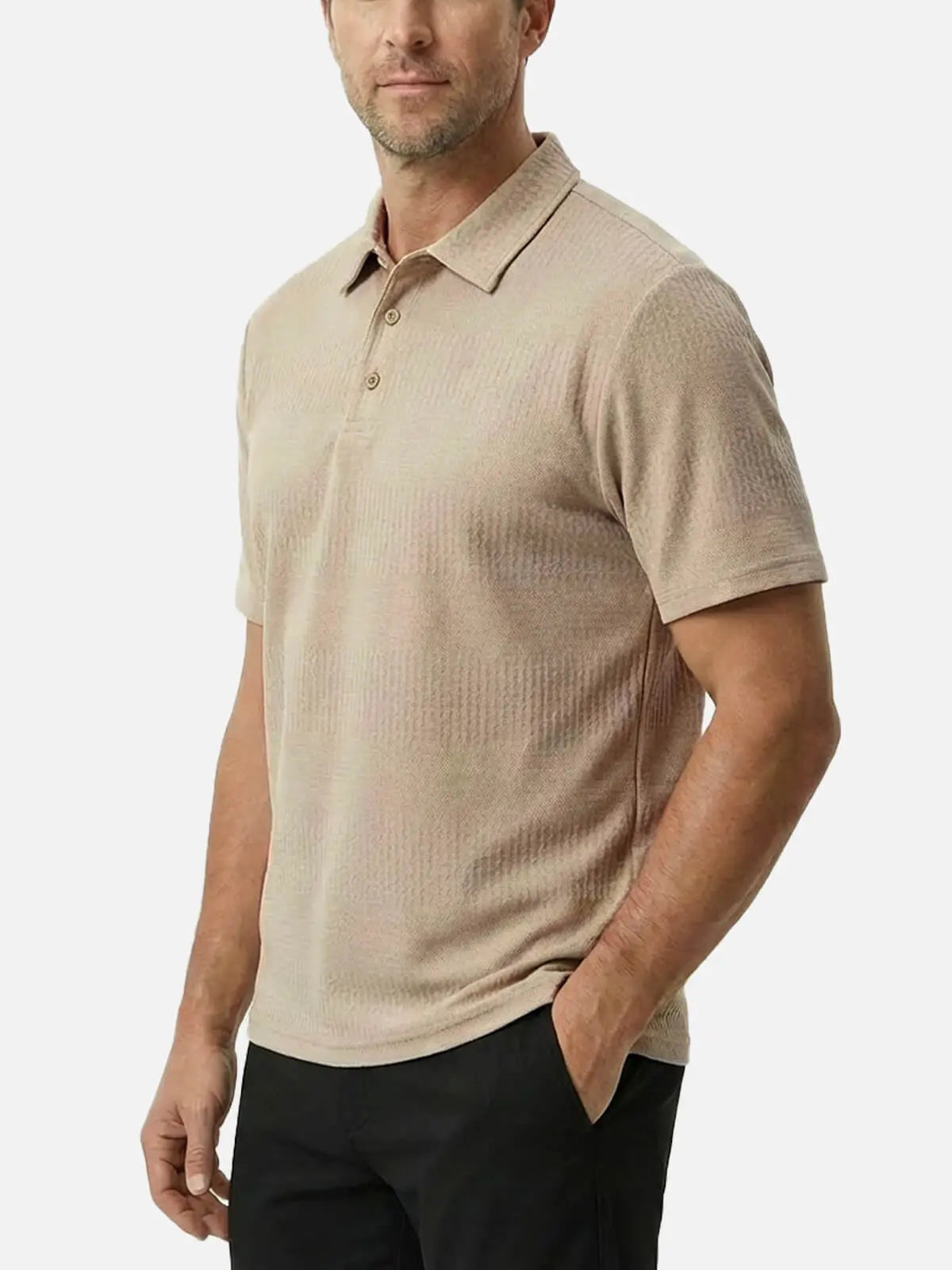 Men's Slim Fit Textured Polo Short Sleeve Shirt Eleven Oasis