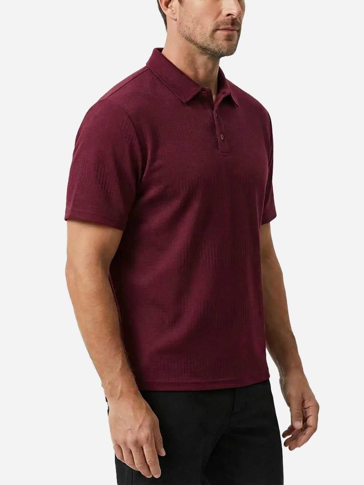Men's Slim Fit Textured Polo Short Sleeve Shirt Eleven Oasis