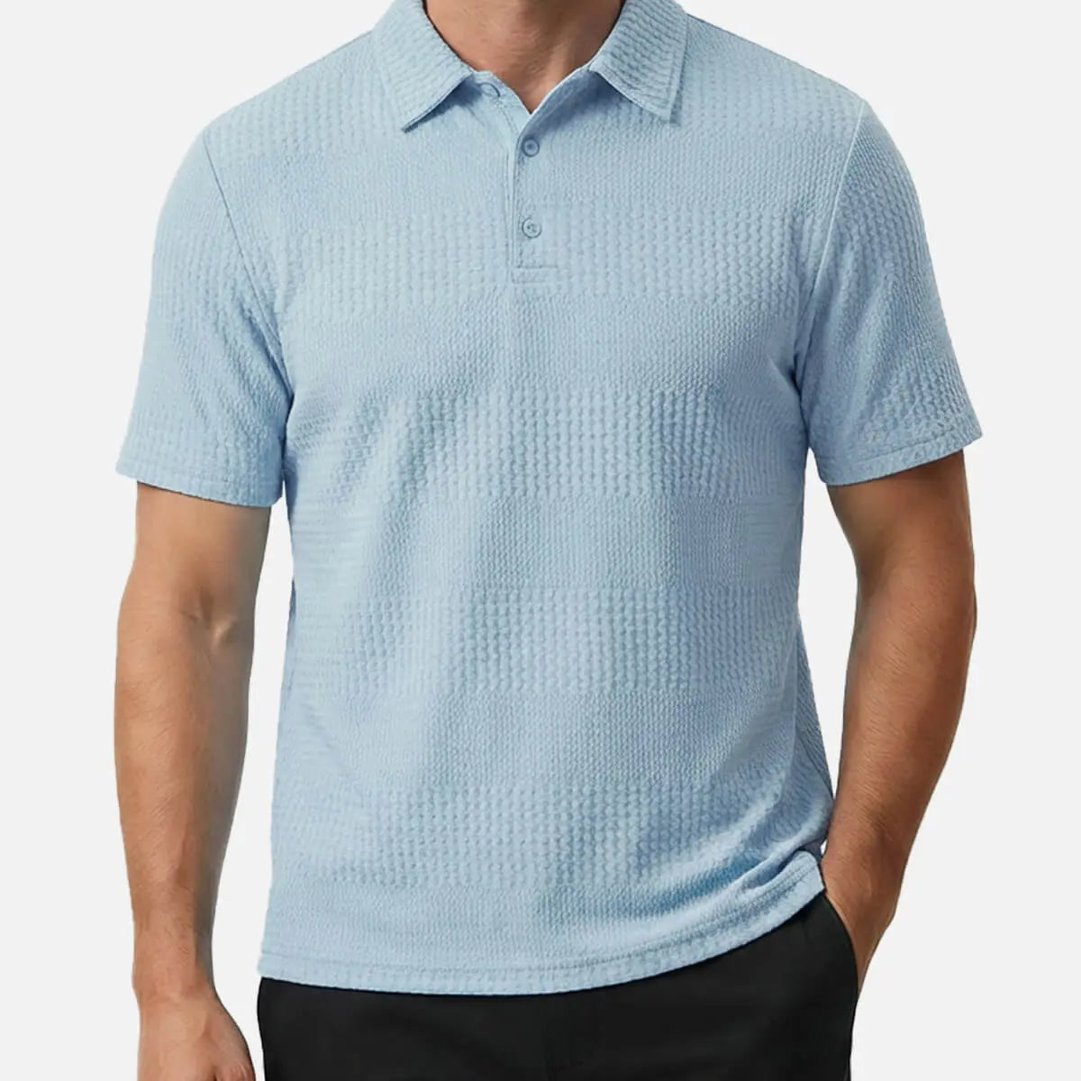 Men's Slim Fit Textured Polo Short Sleeve Shirt Eleven Oasis