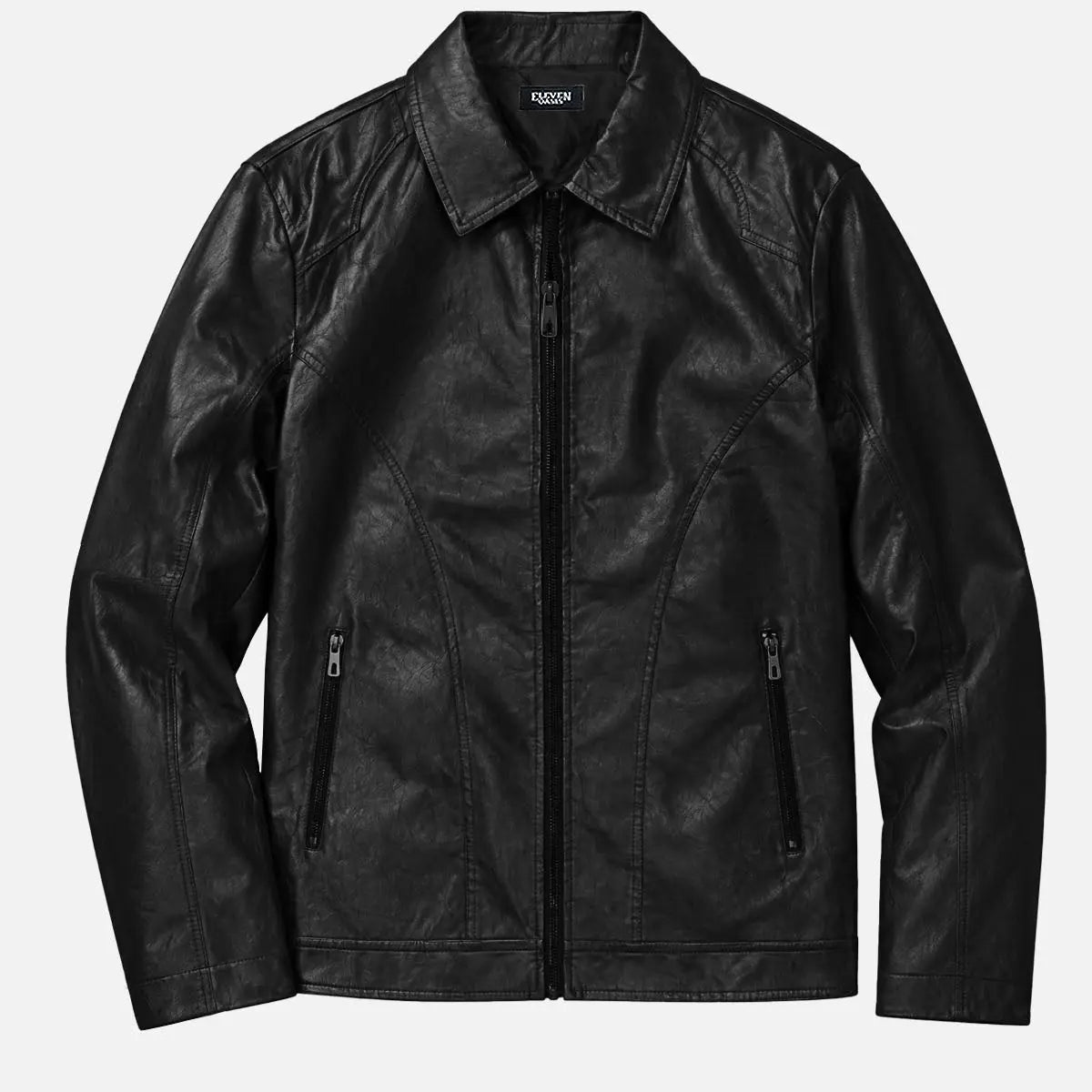 Men's Faux Leather Slim Fit Zip-Up Jacket Eleven Oasis