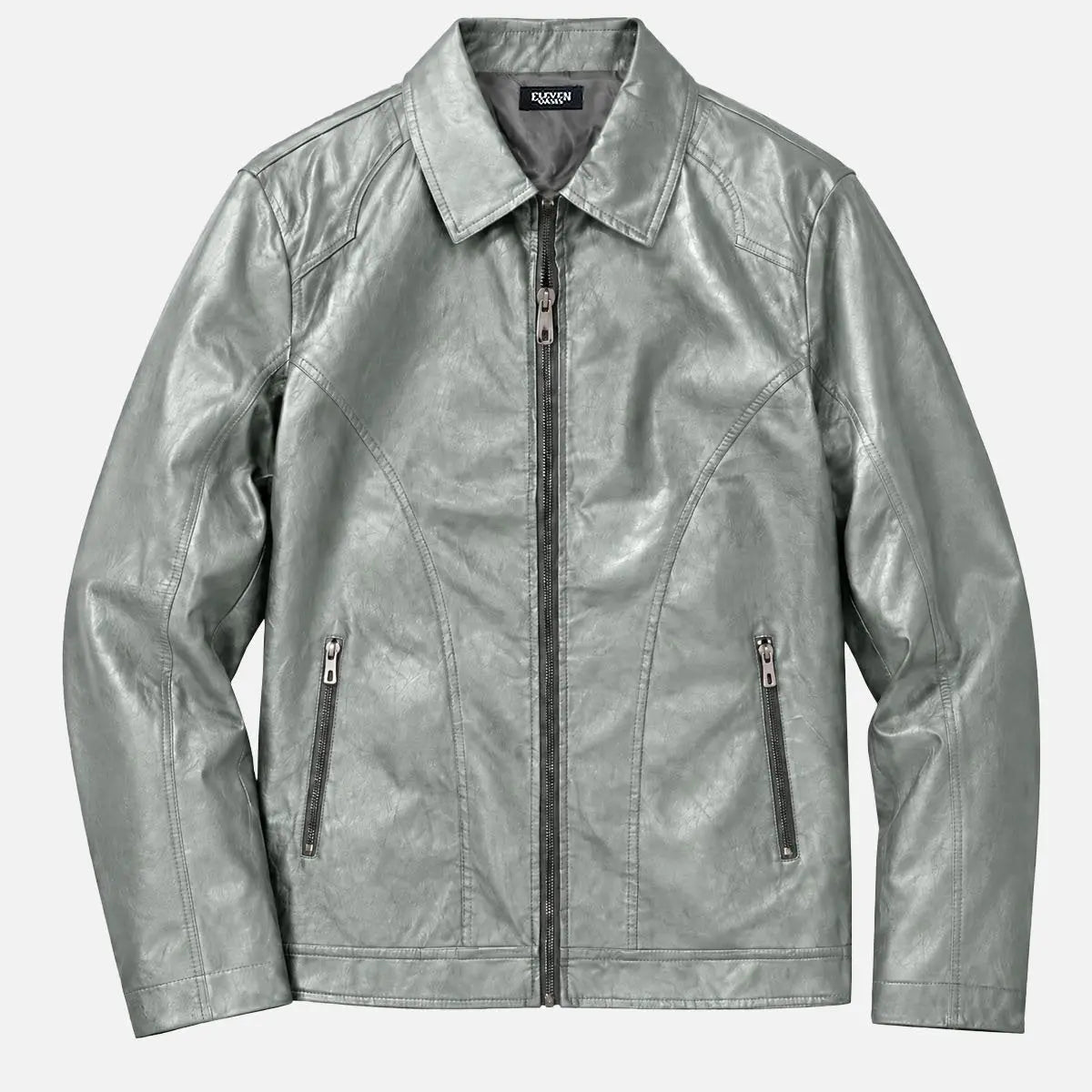 Men's Faux Leather Slim Fit Zip-Up Jacket Eleven Oasis