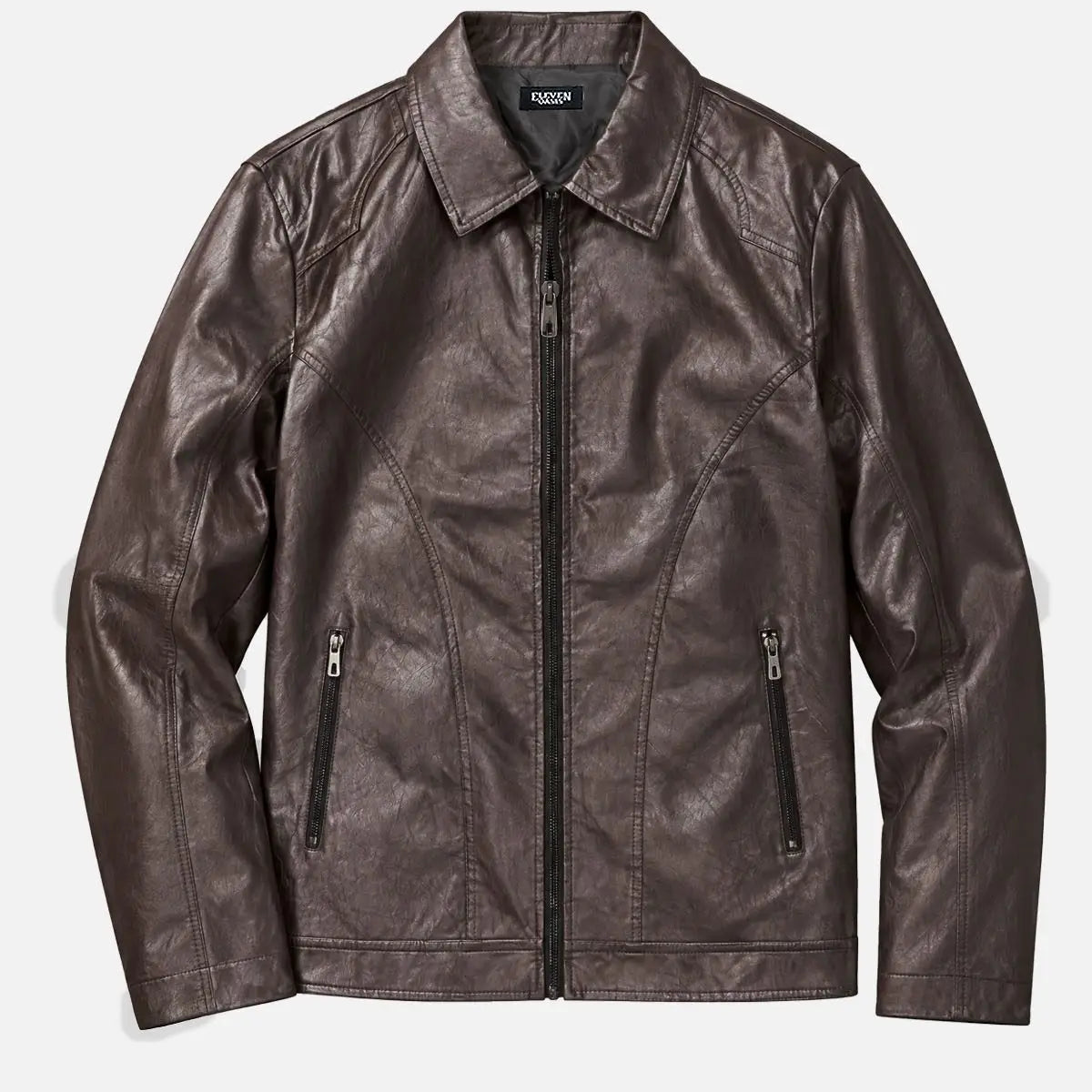 Men's Faux Leather Slim Fit Zip-Up Jacket Eleven Oasis