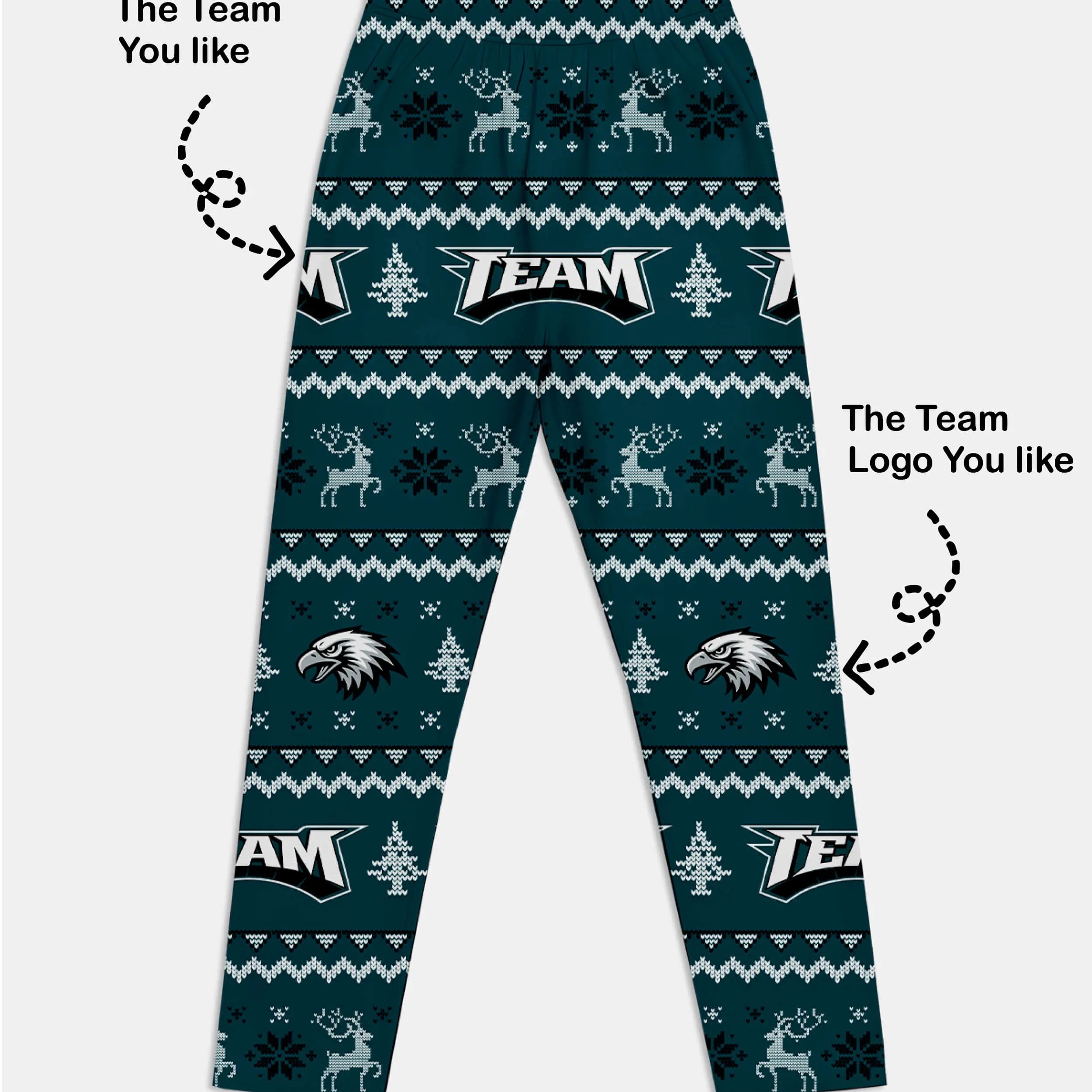 Custom American Football Team Pajama Set - Midnight Green Eleven Oasis