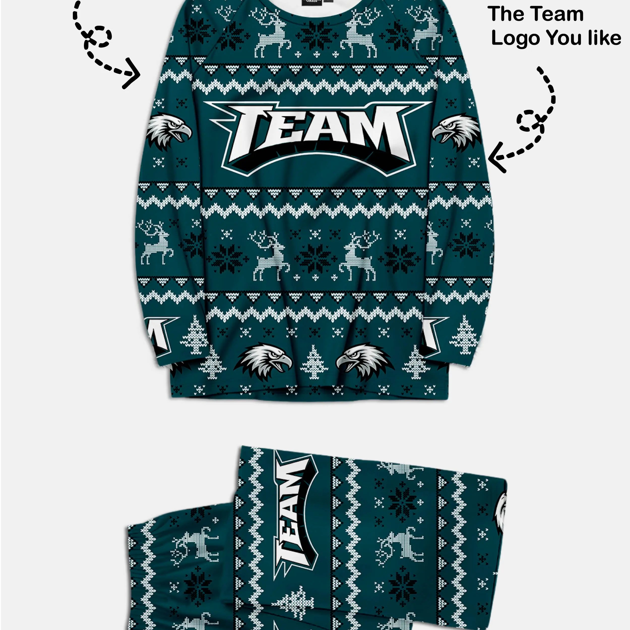 Custom American Football Team Pajama Set - Midnight Green Eleven Oasis