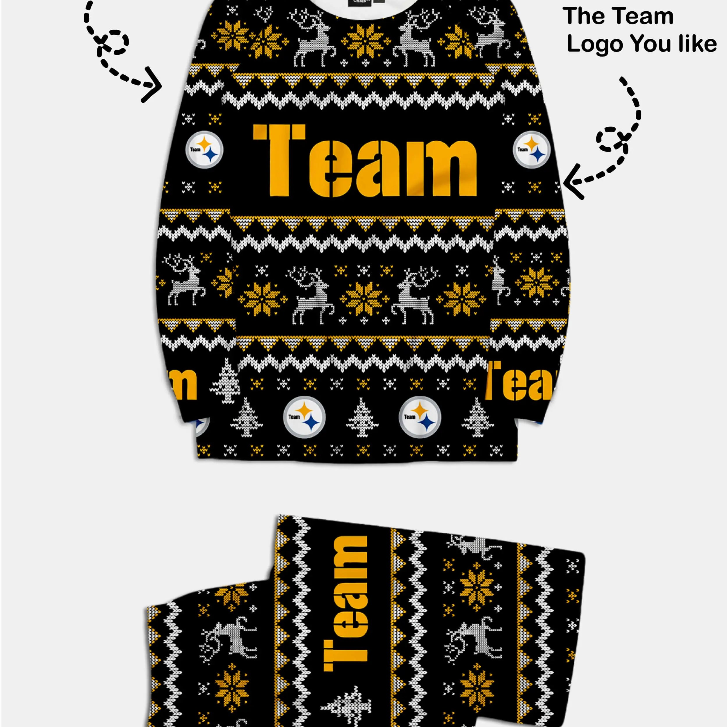 Custom American Football Team Pajama Set - Black & Gold Eleven Oasis
