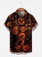 Men's Halloween Horror Icons Short Sleeve Shirt ElevenOasis