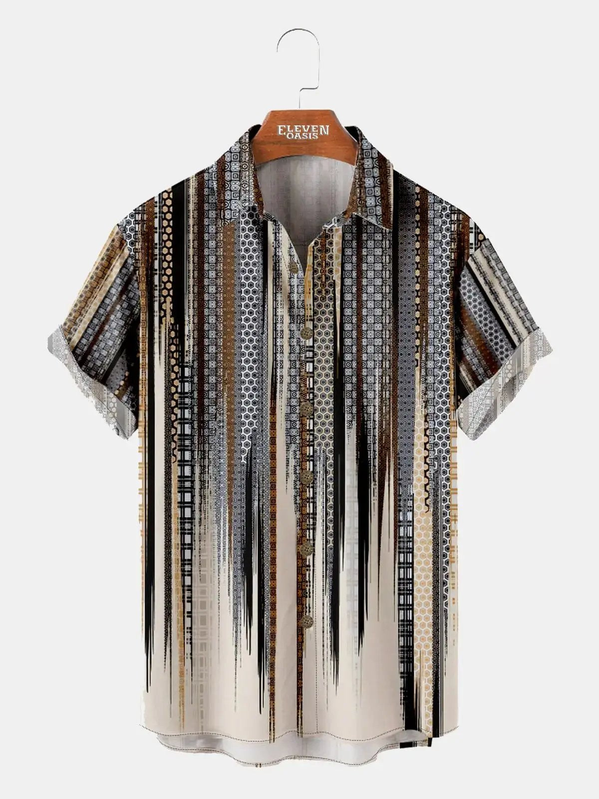 Men's Abstract Geometric Fade Short Sleeve Shirt ElevenOasis