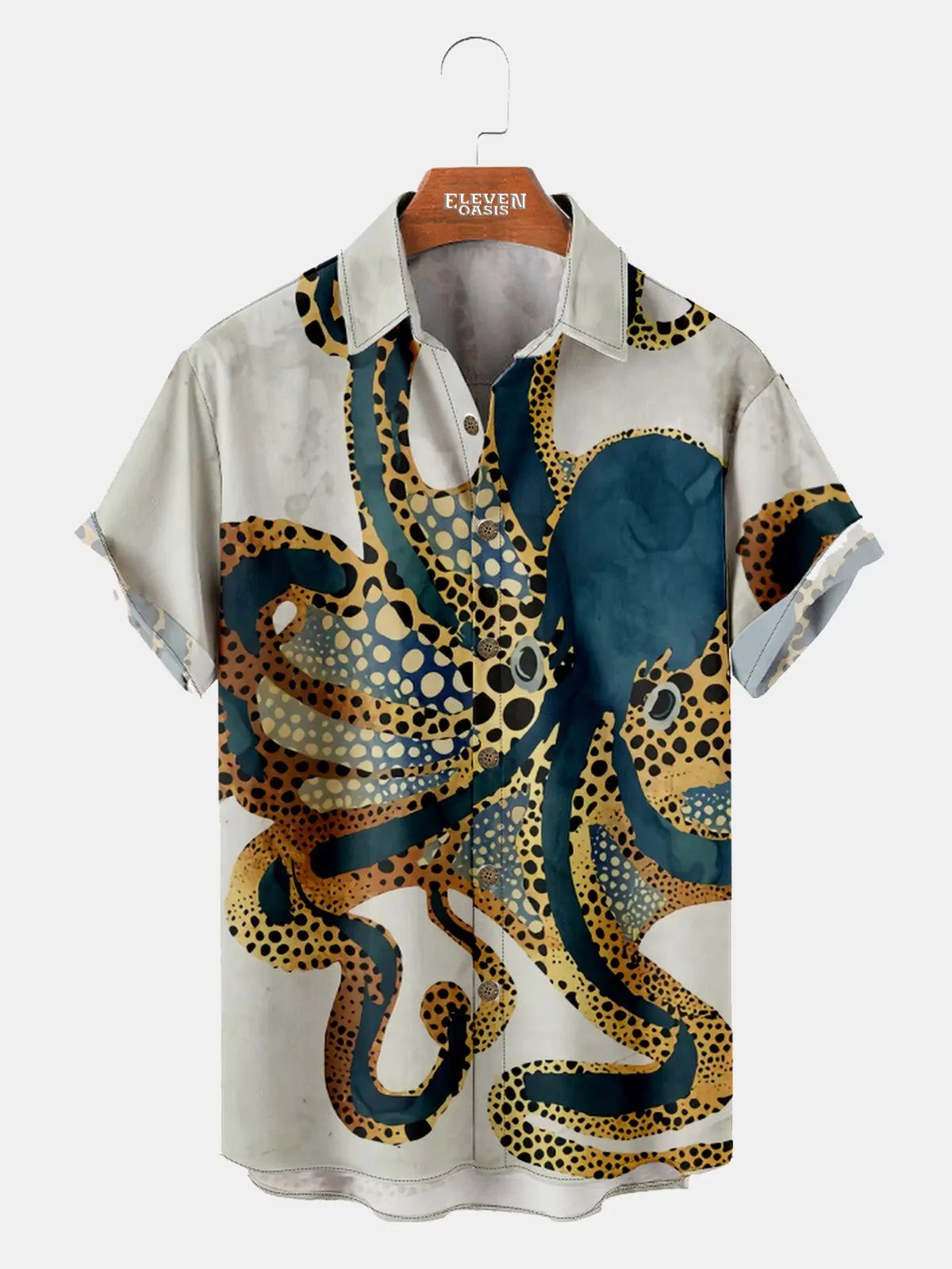 Men's Dotted Kraken Flow Short Sleeve Shirt ElevenOasis