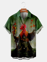 Men's Rooster Wizard Fantasy Short Sleeve Shirt Eleven Oasis