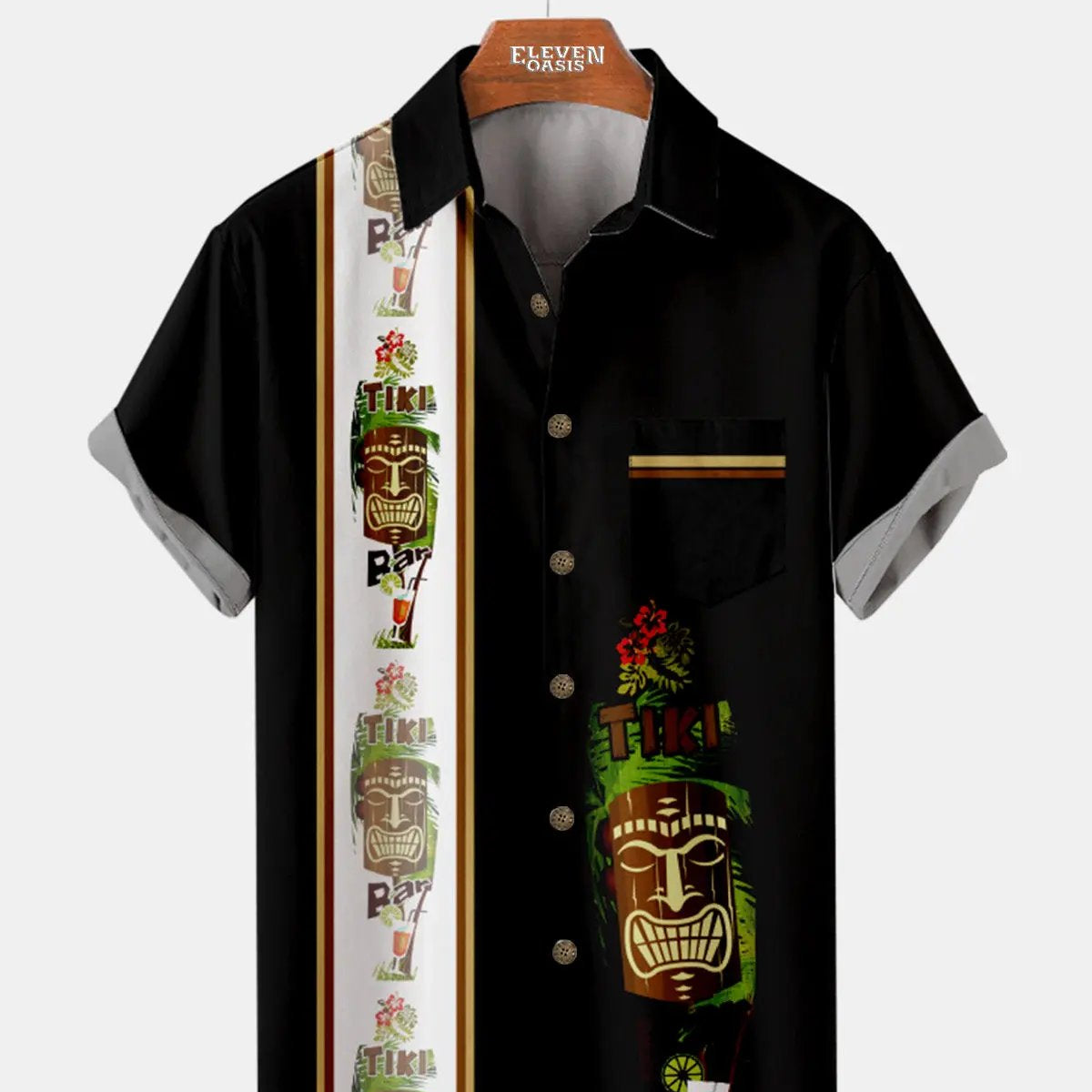 Tall Men's Tropical Tiki Totem Short Sleeve Shirt ElevenOasis
