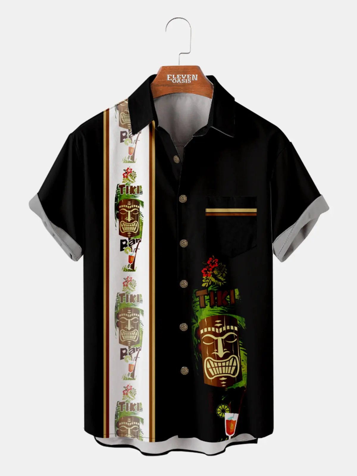 Tall Men's Tropical Tiki Totem Short Sleeve Shirt ElevenOasis