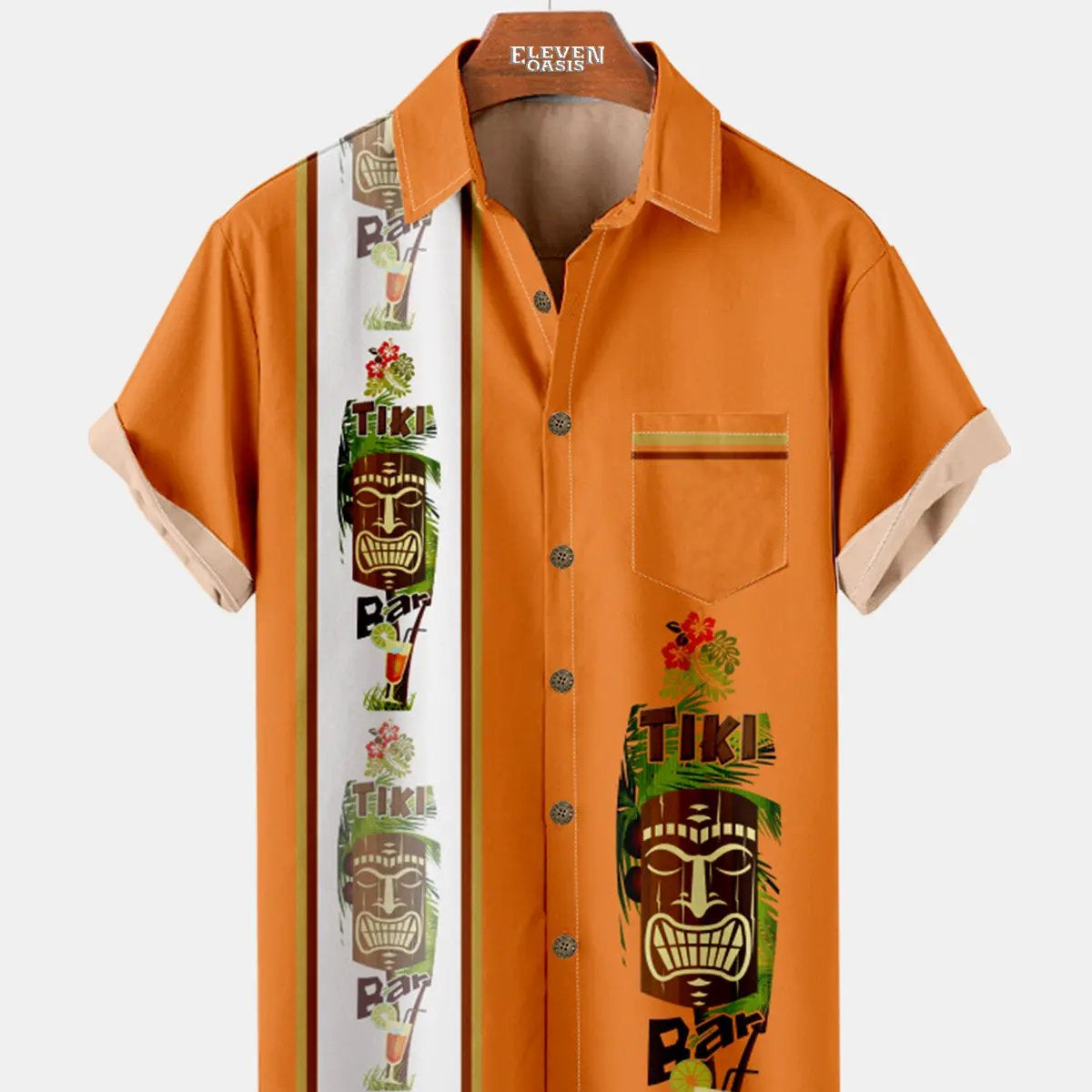 Tall Men's Tropical Tiki Totem Short Sleeve Shirt ElevenOasis
