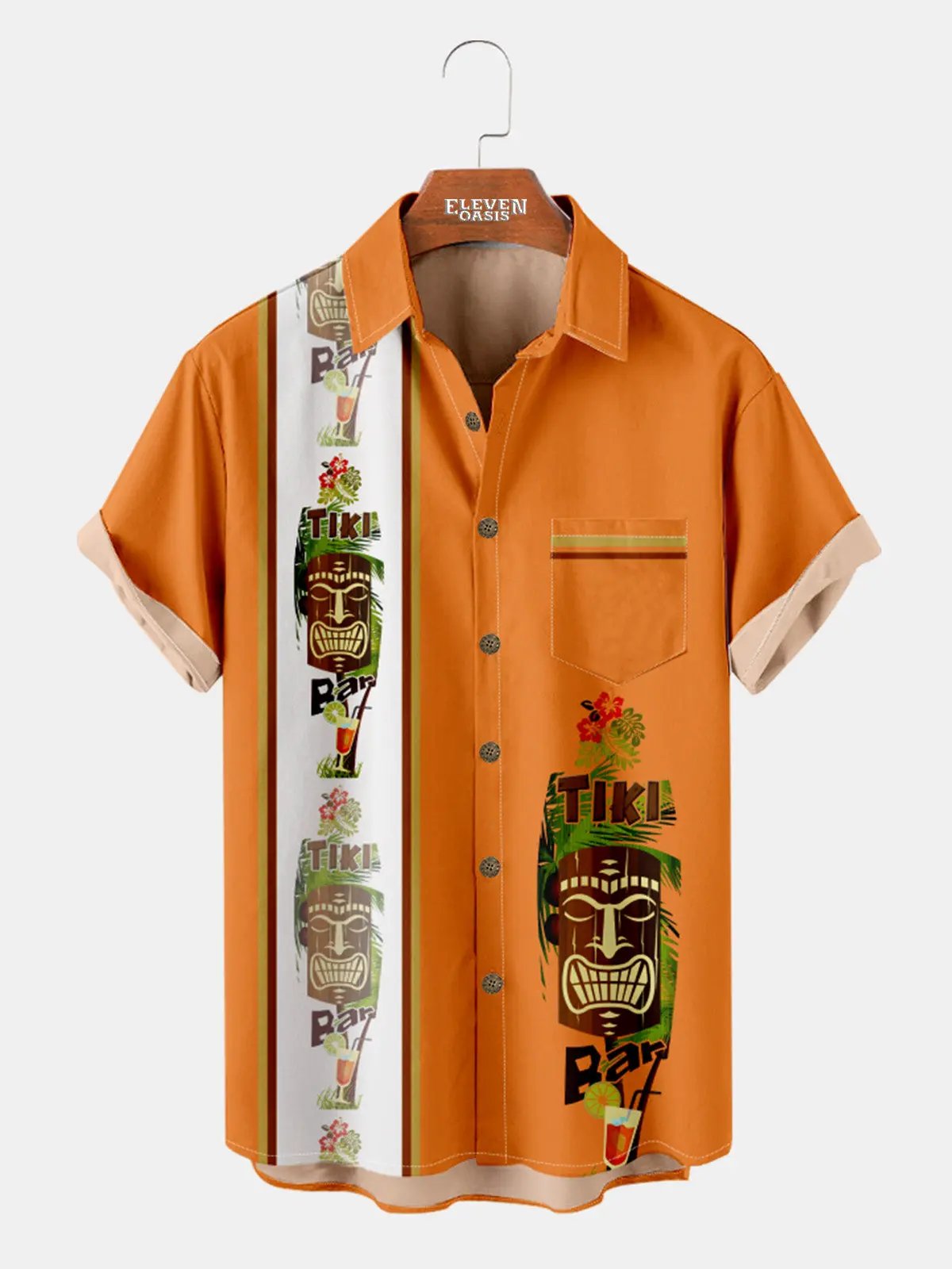 Tall Men's Tropical Tiki Totem Short Sleeve Shirt ElevenOasis