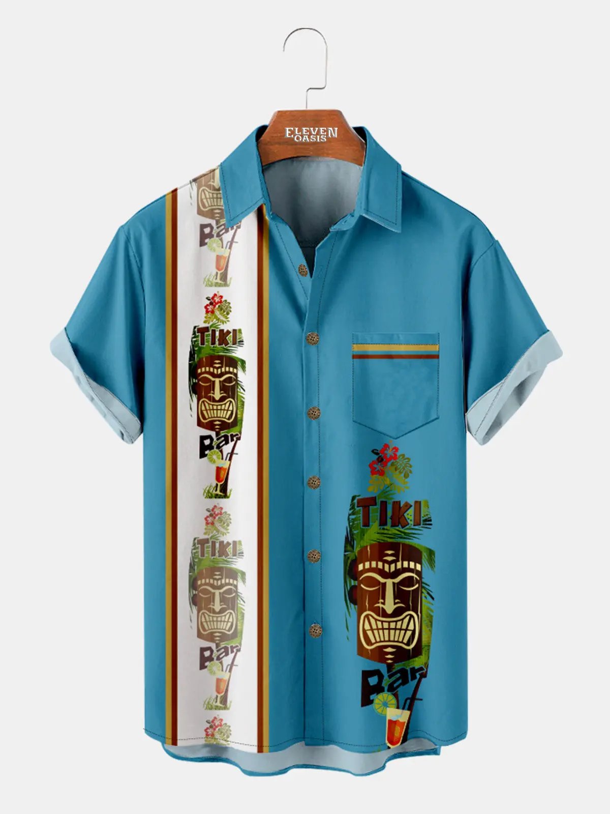 Tall Men's Tropical Tiki Totem Short Sleeve Shirt ElevenOasis