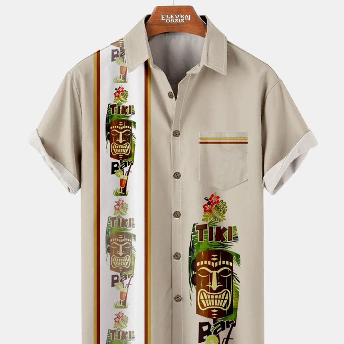 Tall Men's Tropical Tiki Totem Short Sleeve Shirt ElevenOasis