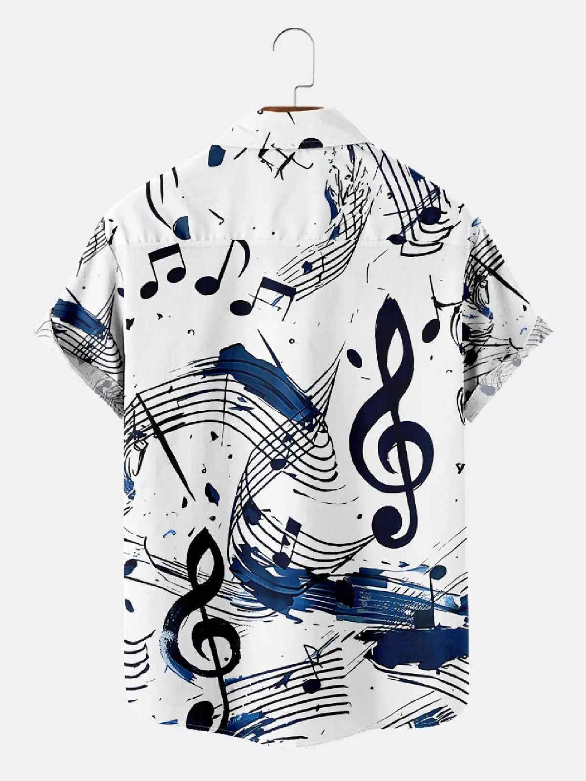 Men's Abstract Music Notes Print Short Sleeve Shirt ElevenOasis