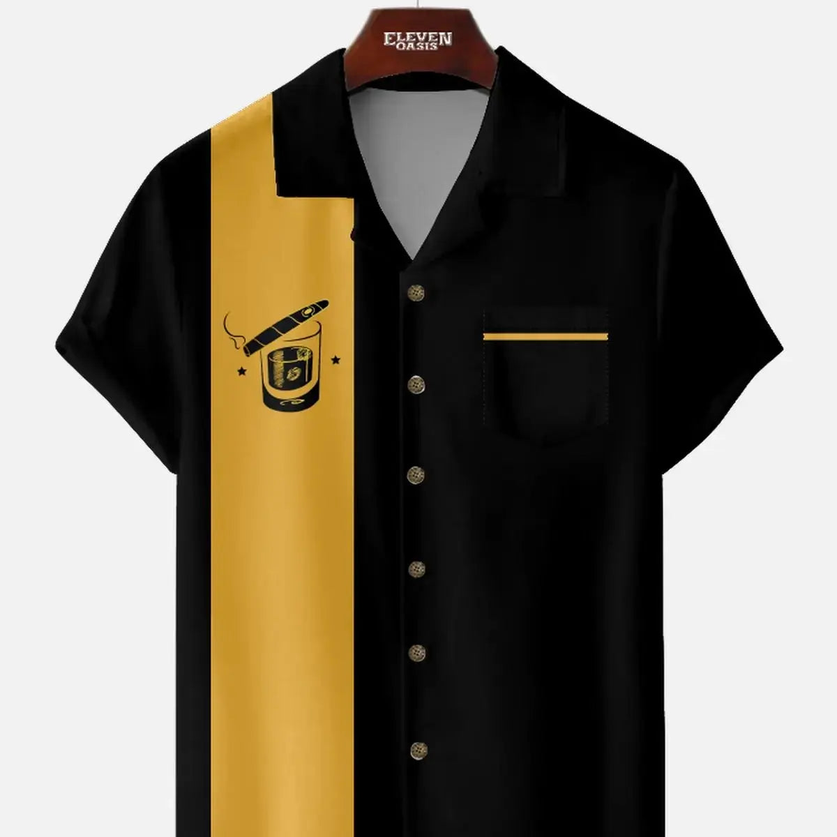 Tall Men's Rockabilly Skull Button Down Halloween Short Sleeve Shirt ElevenOasis