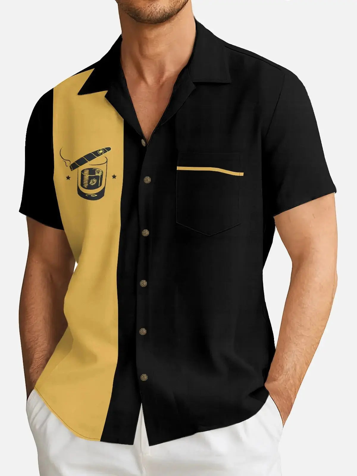 Men's Rockabilly Skull Button Down Halloween Short Sleeve Shirt ElevenOasis