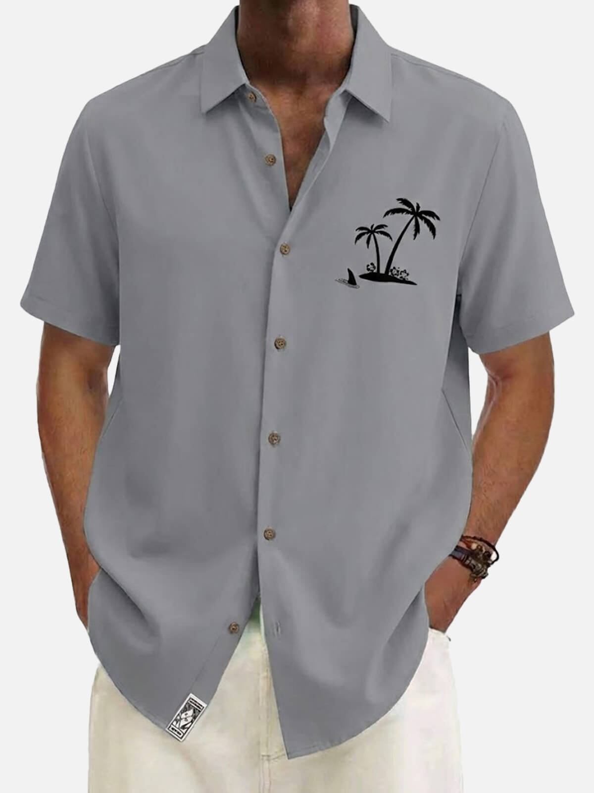 Men's Hawaiian Coconut Tree Oasis Short Sleeve Shirt ElevenOasis