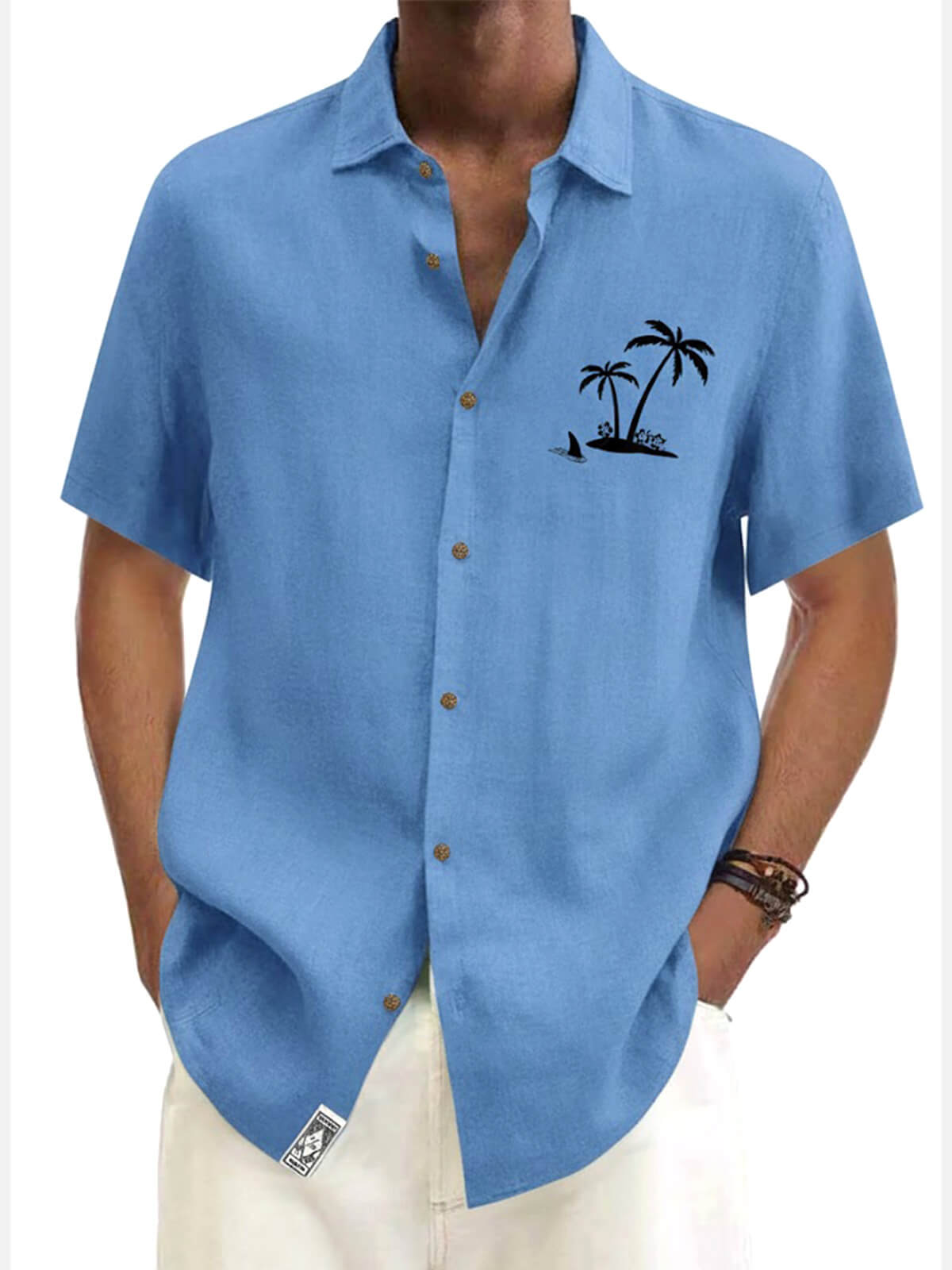 Men's Hawaiian Coconut Tree Oasis Short Sleeve Shirt ElevenOasis