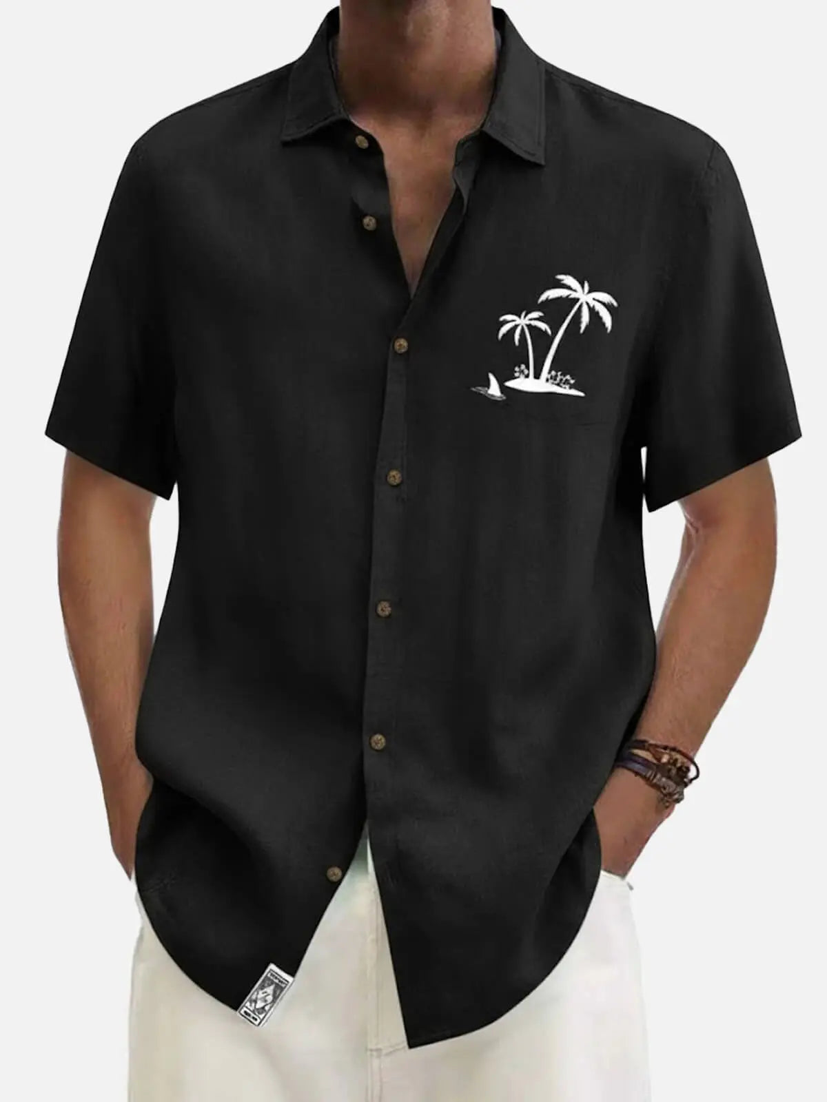 Men's Hawaiian Coconut Tree Oasis Short Sleeve Shirt ElevenOasis