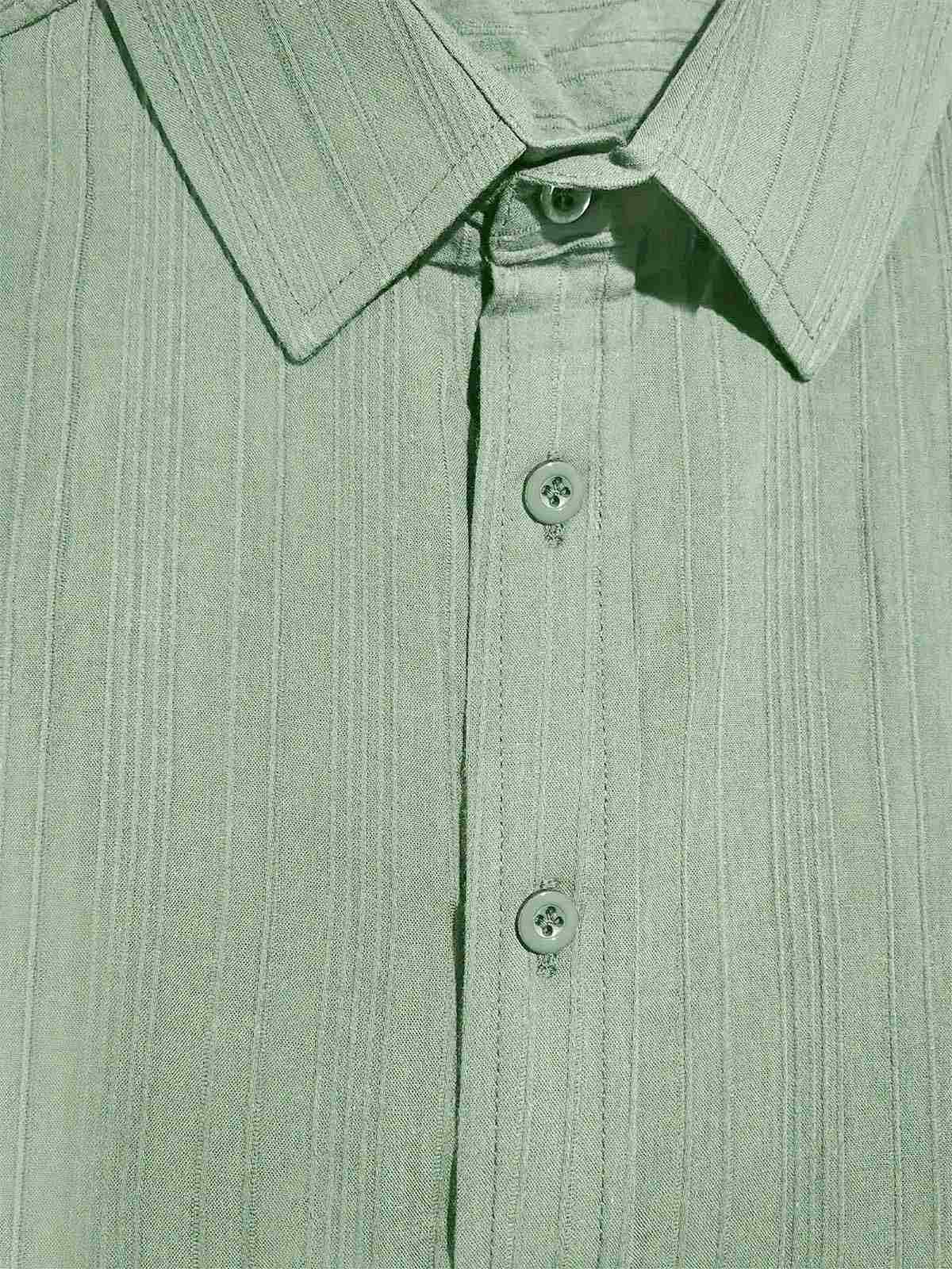Men's Striped Textured Cotton Short Sleeve Shirt ElevenOasis